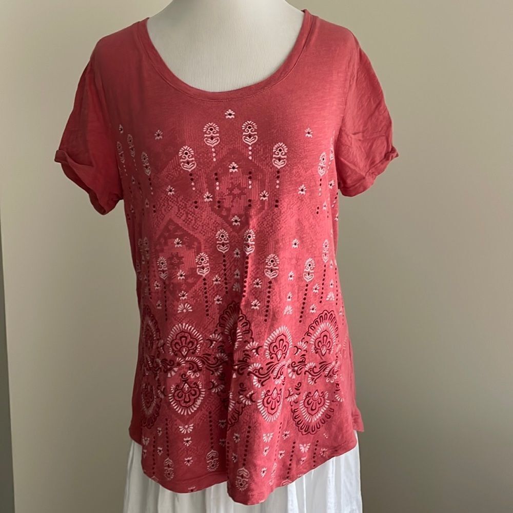 ST johns bay T-shirt short sleeves reddish pink 100% cotton women’s medium